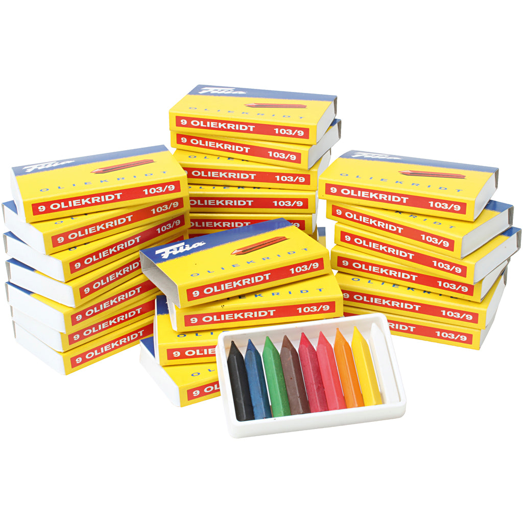 Oil Crayons, assorted colours, 25x9 pc