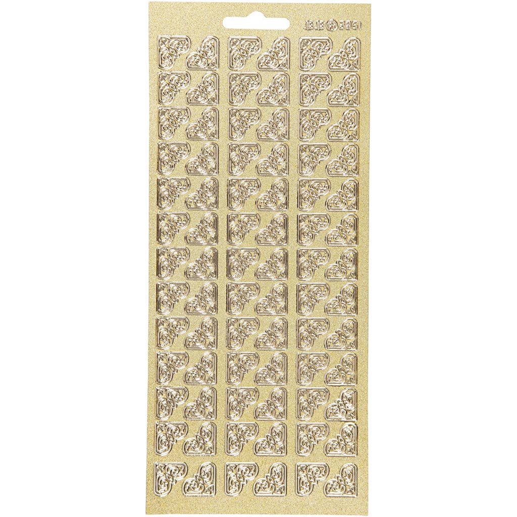 Stickers, corners, sheet 10x23 cm, gold, 1 sheet