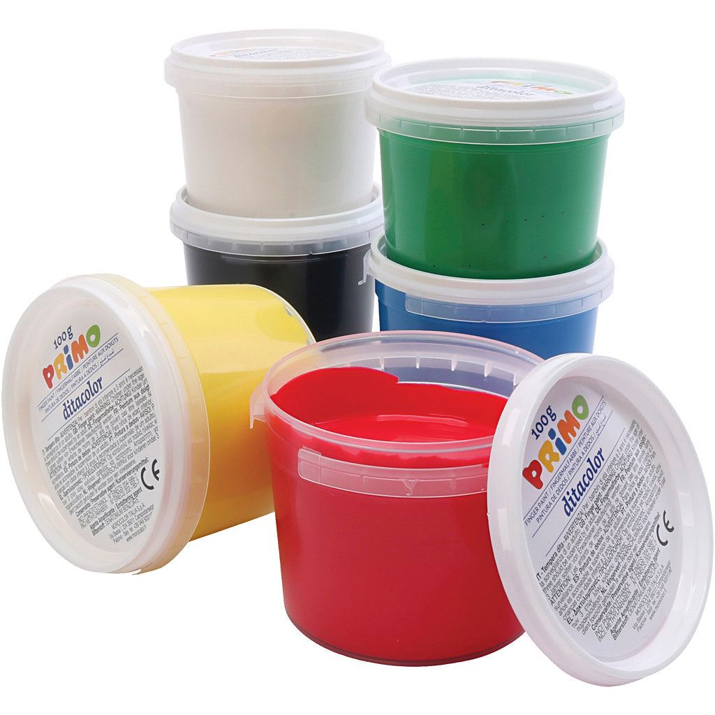 PRIMO Finger Paint, assorted colours, 6x100 ml