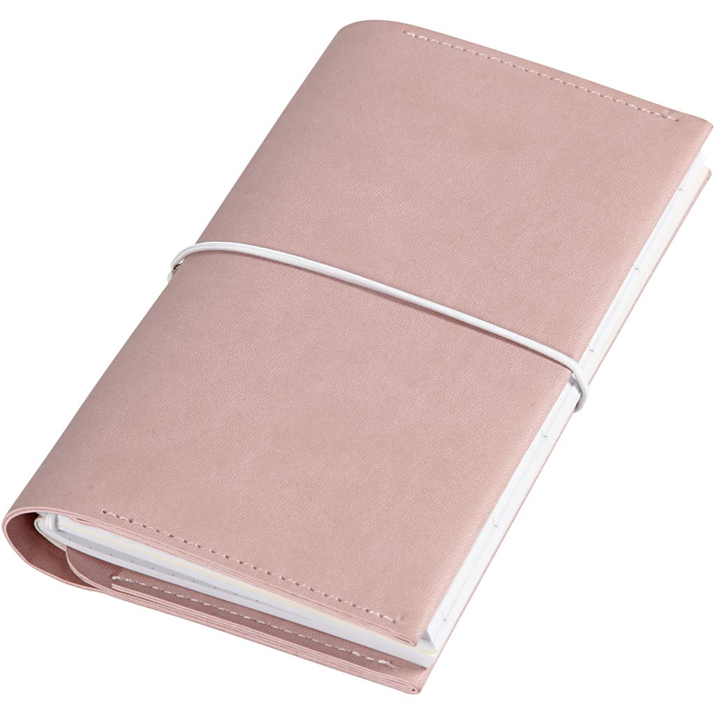Planner, size 10x18x1,5 cm, elastic closure, rose