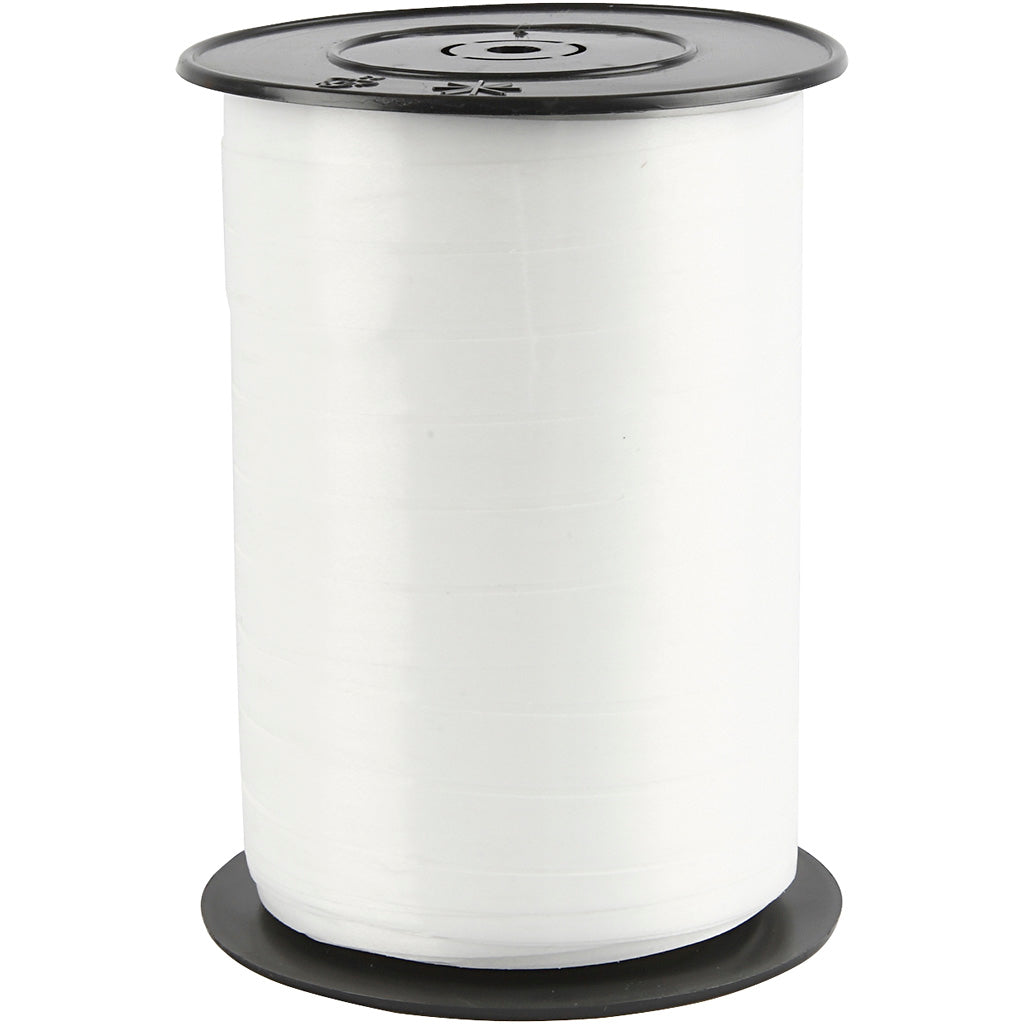 Curling Ribbon, W: 10 mm, glossy, white, 250 m/ 1 roll