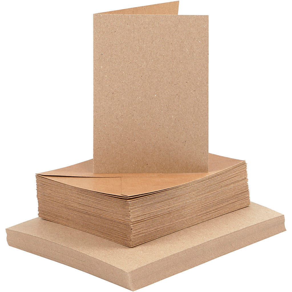 Cards and envelopes, card size 10,5x15 cm, envelope size 11,5x16,5 cm, 120+240 g, natural, 50 set