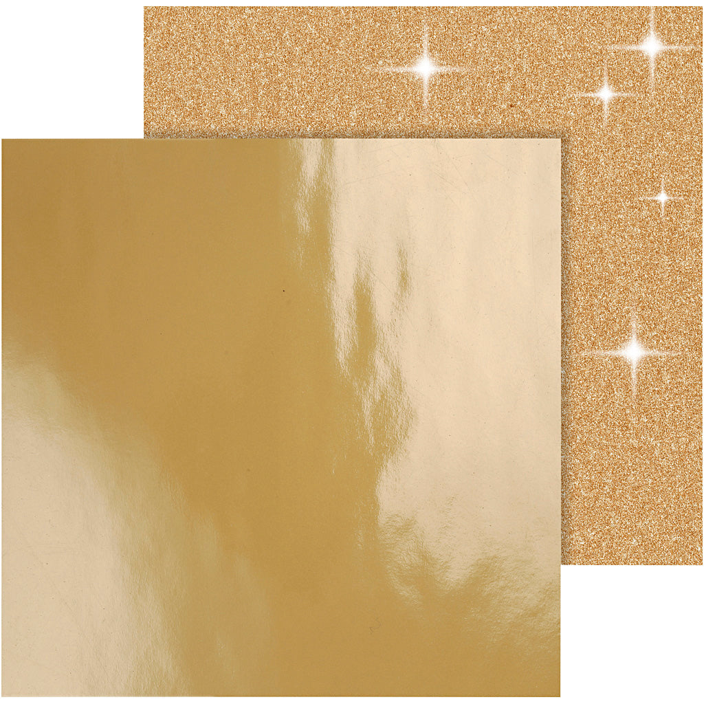 Design Paper, sheet 30,5x30,5 cm, 120+128 g, gold, 2 sheet