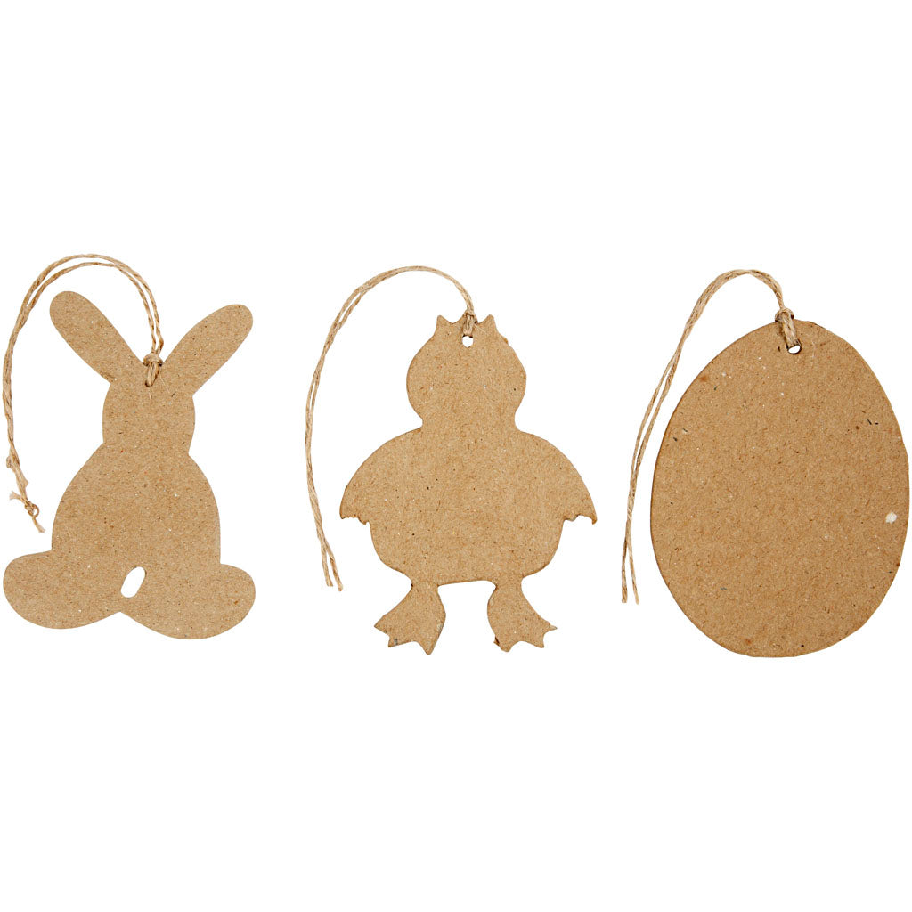 Easter Ornaments, bunny, chicken, eggs, H: 10 cm, 6 pc