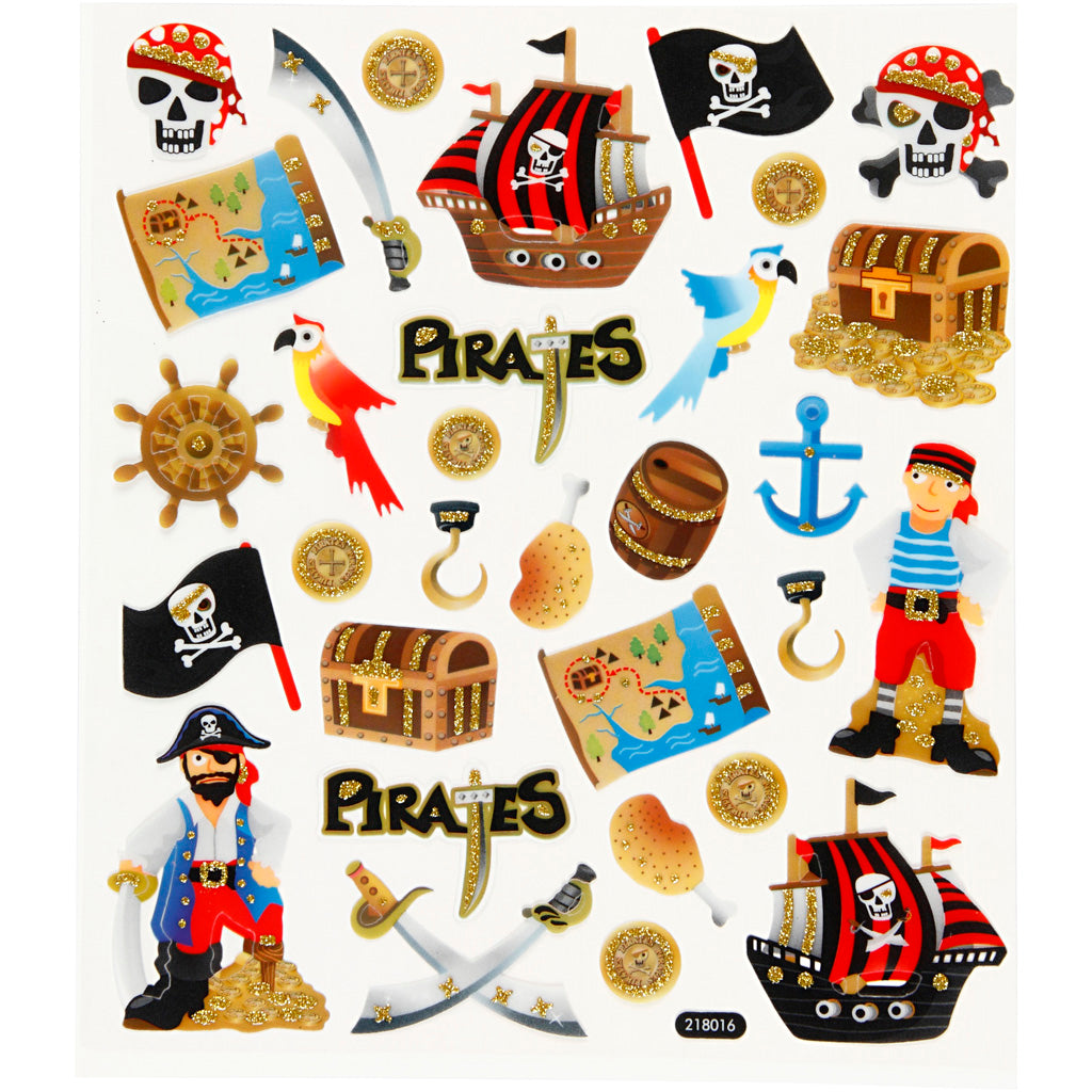 Stickers, pirates, sheet 15x16,5 cm, 1 sheet