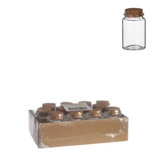 Glass Storage Cylinder with cork Ø 4.5cm and 7.5cm tall (12 pcs)