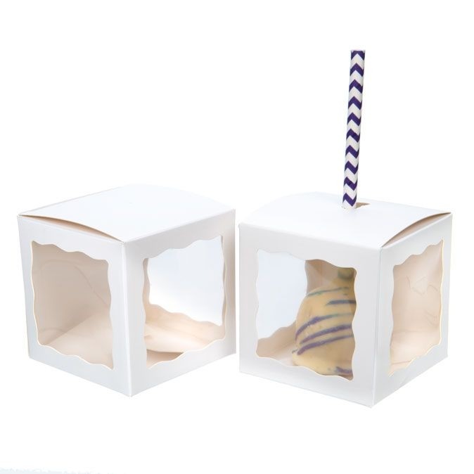 boite en kraft blanc avec fenètres sur 3 cotés 7.5x7.5x7.5 cm (25 pieces) [WGWG348)