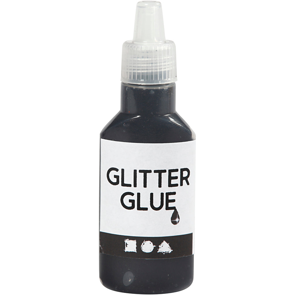 Glitter Glue, black, 25 ml/ 1 bottle