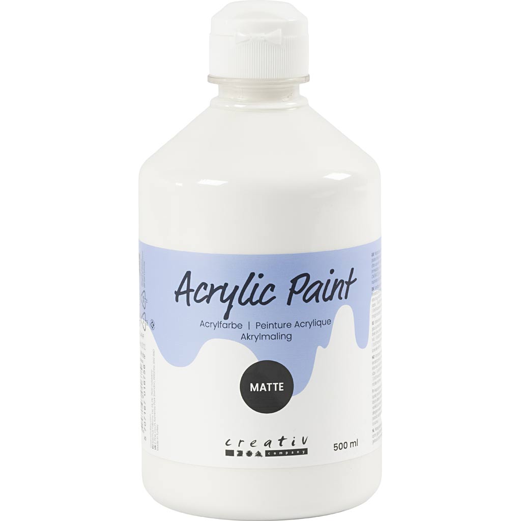 Acrylic Paint Matte, white, 500 ml/ 1 bottle