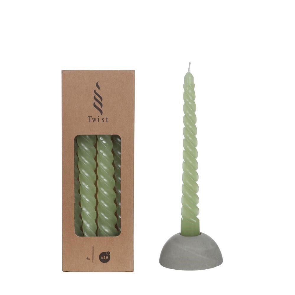 Candles twisted green 19cm high (4 pcs.)