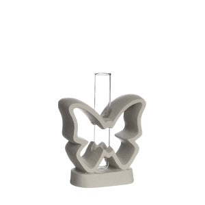 Cement Base Butterfly with Glass Tube 10x14cm 4cm deep (1 pc)