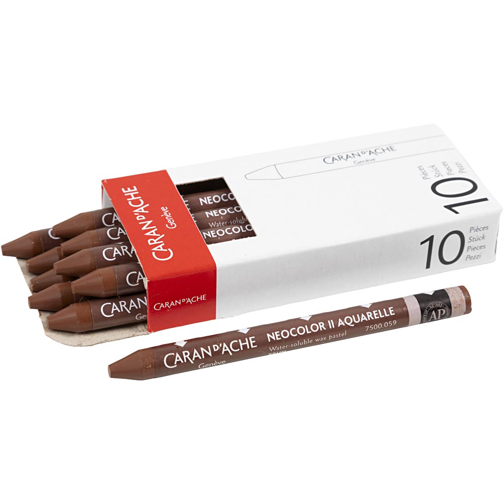 CARAN D’ACHE Neocolor II, L: 10 cm, thickness 8,5 mm, brown (059), 10 pc