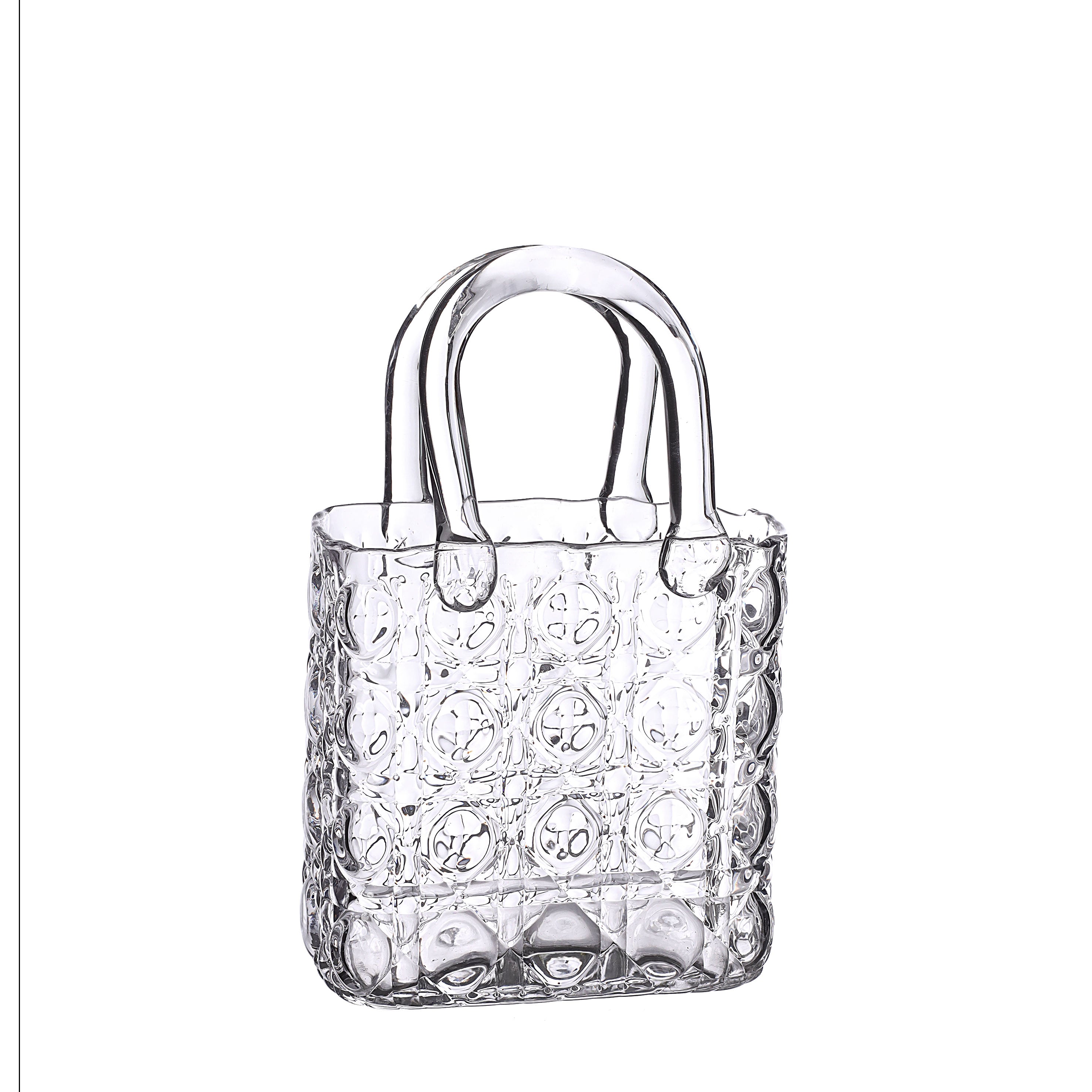 Handbag vase Elysee glass handle L.14 x W.9,5 x H.22 cm clear (1 pc)