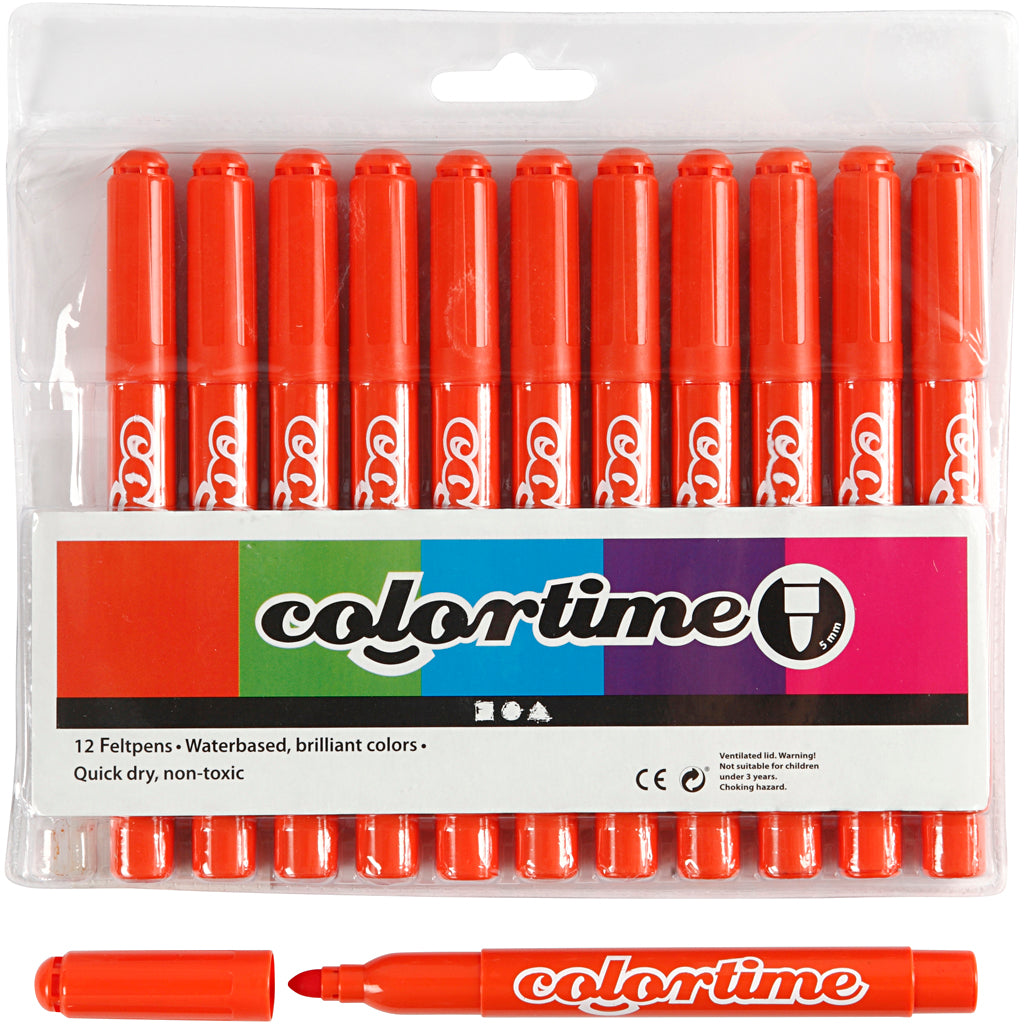 Colortime Markers, line 5 mm, dark orange, 12 pc