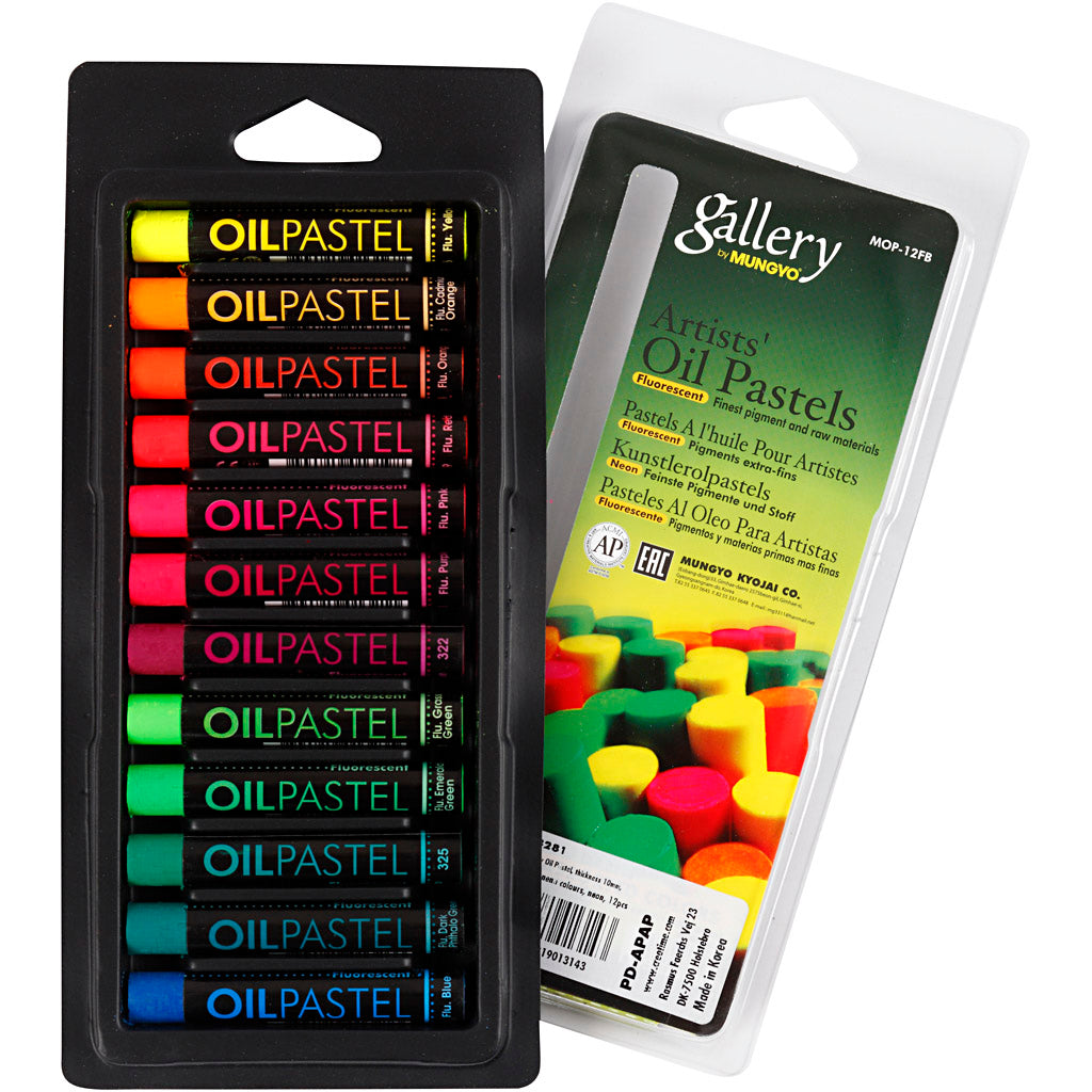 Gallery Oil Pastel, L: 7 cm, thickness 11 mm, neon colours, 12 pc