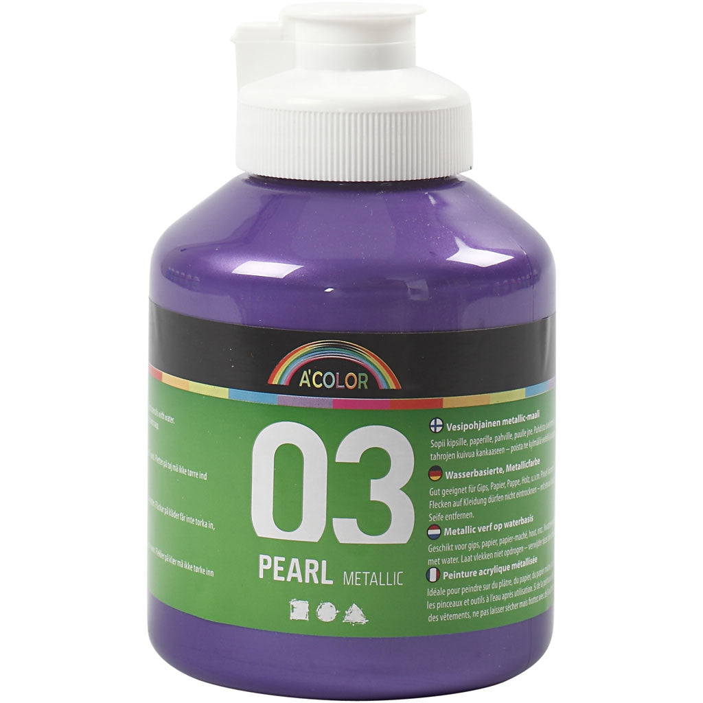 A-Color Acrylic Paint, violet, no. 03, metallic, 500 ml/ 1 bottle