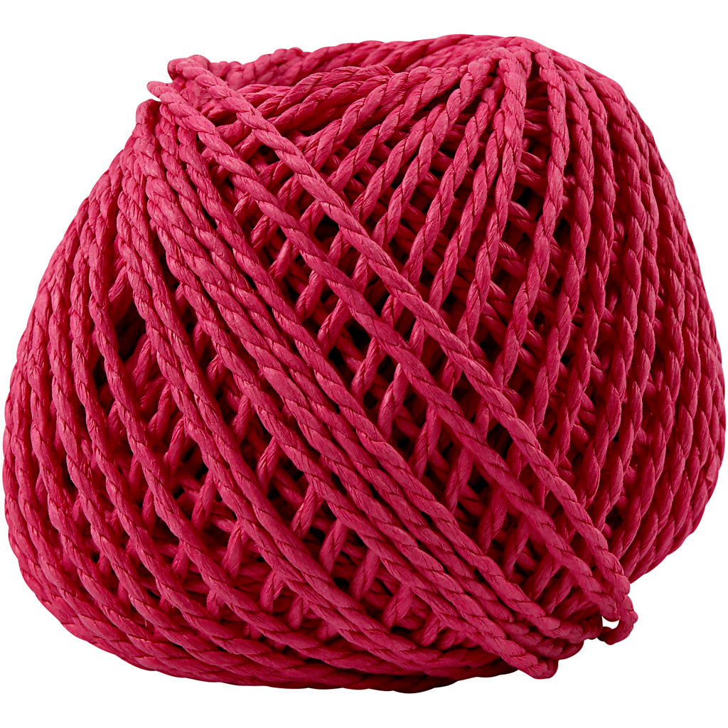 Paper Yarn, thickness 2,5-3 mm, pink, 150 g, 40 m/ 1 ball