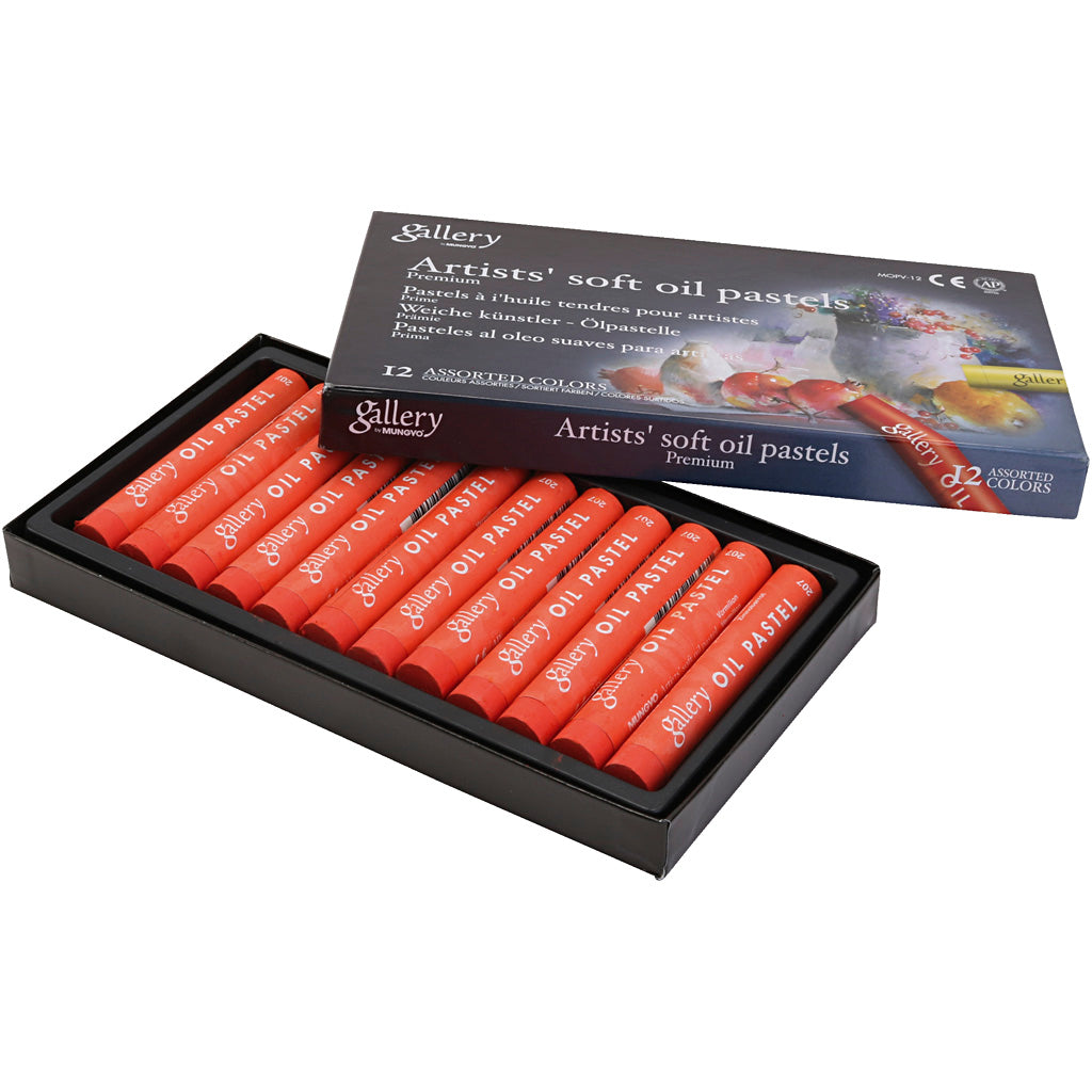 Gallery Oil Pastel, L: 7 cm, dia. 11 mm, thickness 11 mm, vermilion, 12 pc