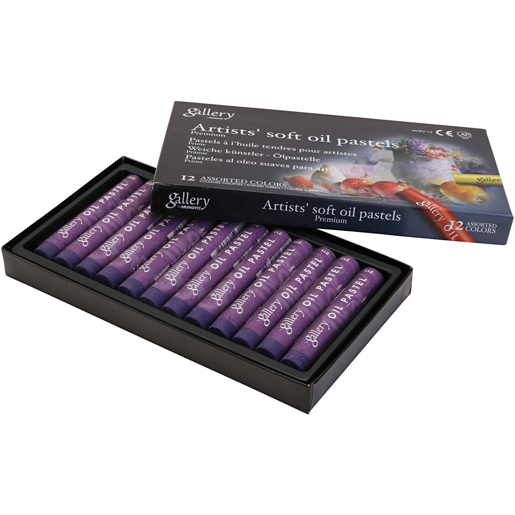 Gallery Oil Pastel, L: 7 cm, dia. 11 mm, thickness 11 mm, purple, 12 pc