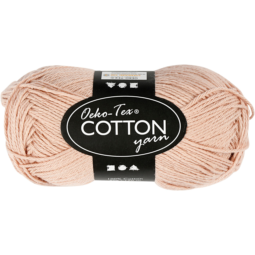 Cotton Yarn, no. 8/4, L: 170 M, needle 3-3,5, beige, 50 g/ 1 ball
