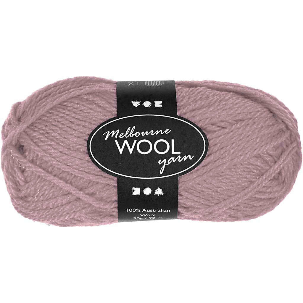 Melbourne Wool Yarn, L: 92 M, light lilac, 50 g/ 1 ball