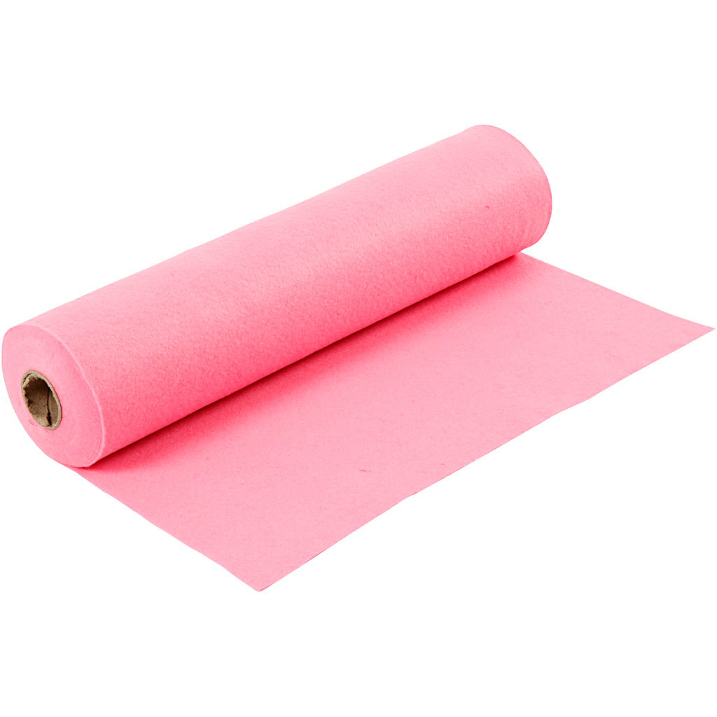Craft felt, W: 45 cm, thickness 1,5-2 mm, 180-200 g, pink, 5 m/ 1 roll