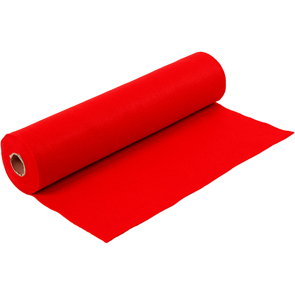 Craft felt, W: 45 cm, thickness 1,5-2 mm, 180-200 g, red, 5 m/ 1 roll