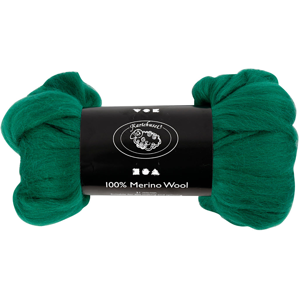 Merino Wool, thickness 21 my, green, 100 g