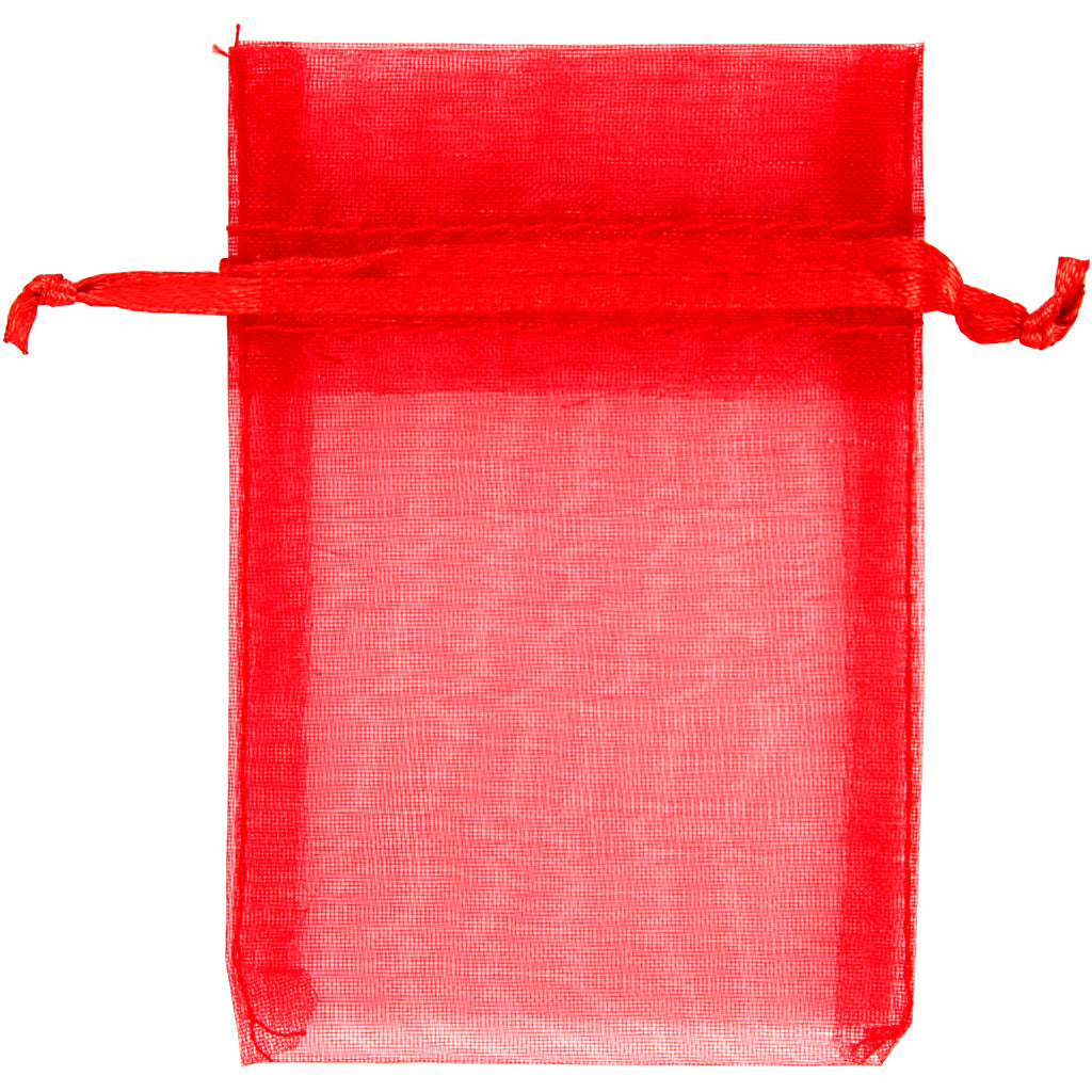 Organza Bags, size 7x10 cm, red, 10 pc