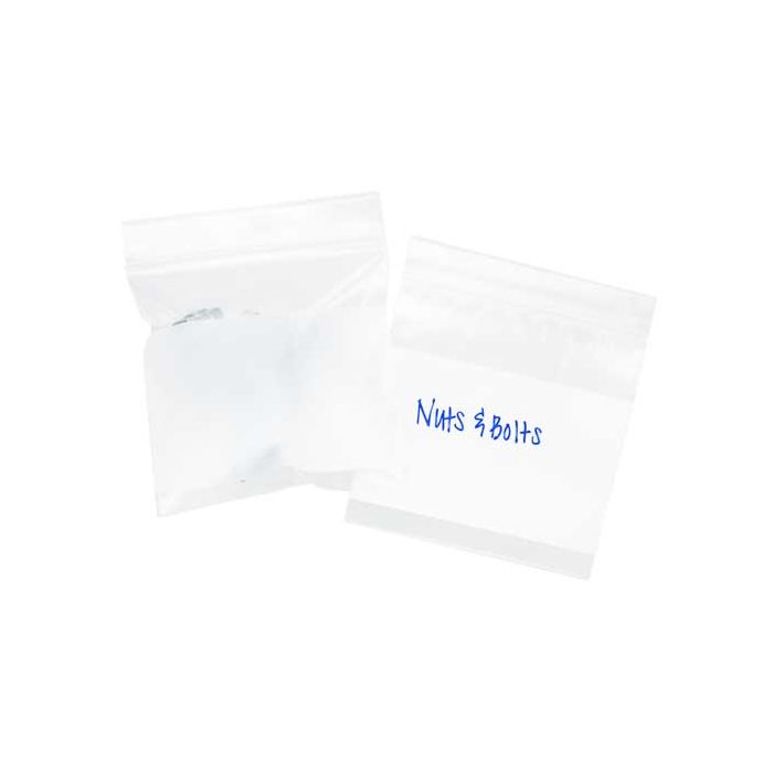 Grip Seal Bags with Write-on-Panel 10x10cm PE 100 micron