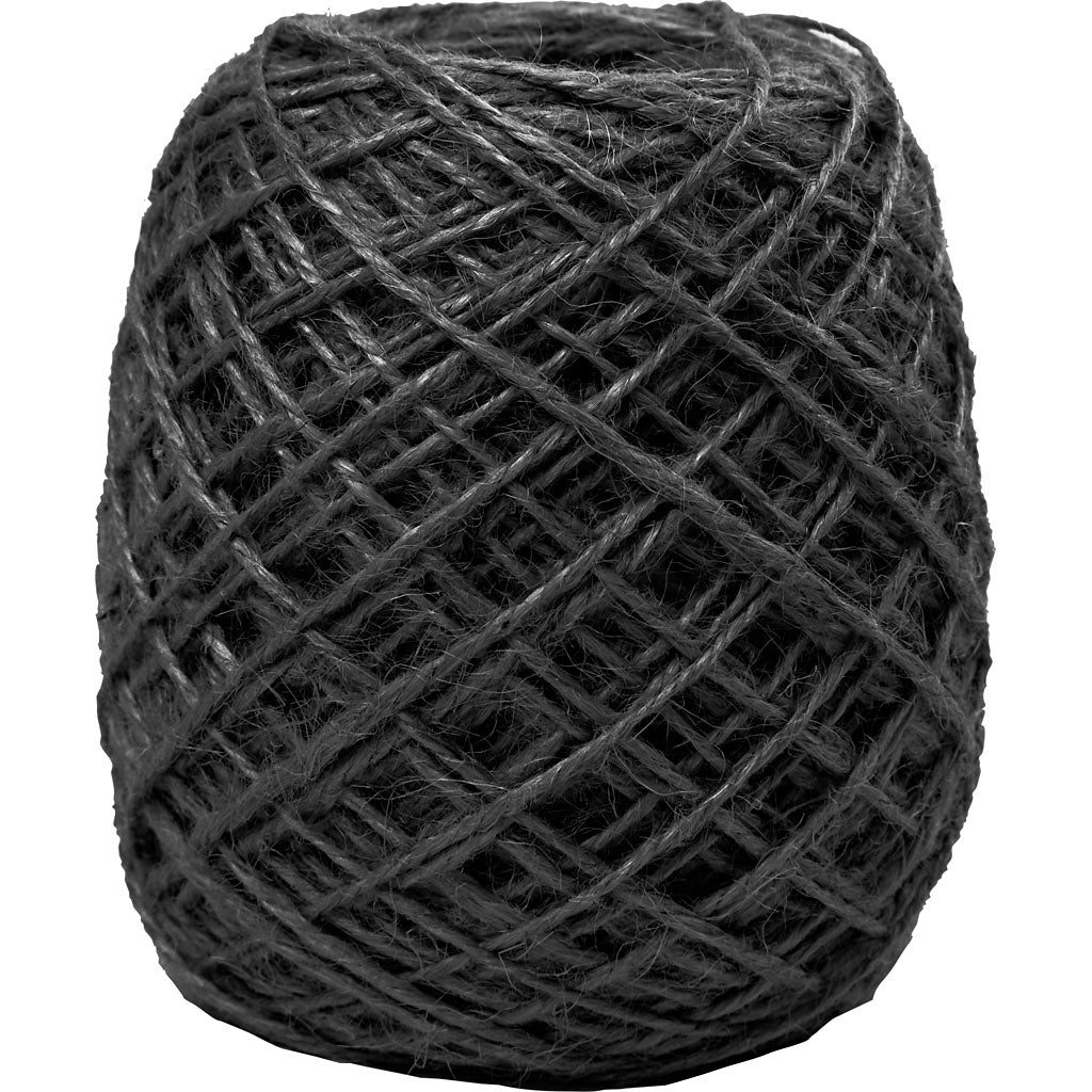 Natural Hemp, thickness 1-2 mm, black, 150 m/ 1 roll
