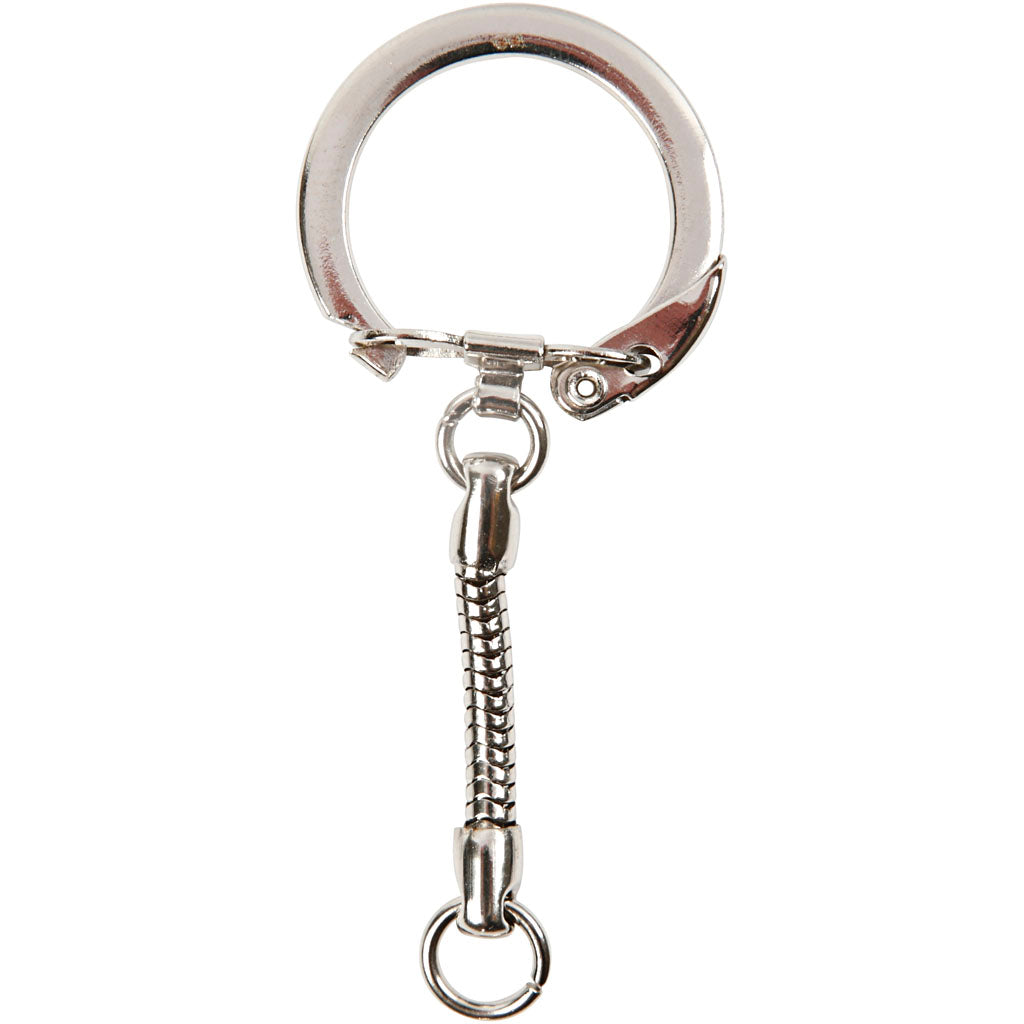 Keyring with chain, L: 6 cm, dia. 2,3 cm, 5 pc