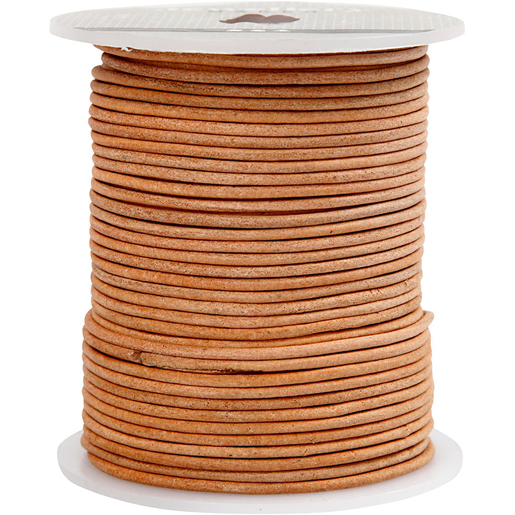 Leather Cord, thickness 2 mm, beige, 50 m/ 1 roll