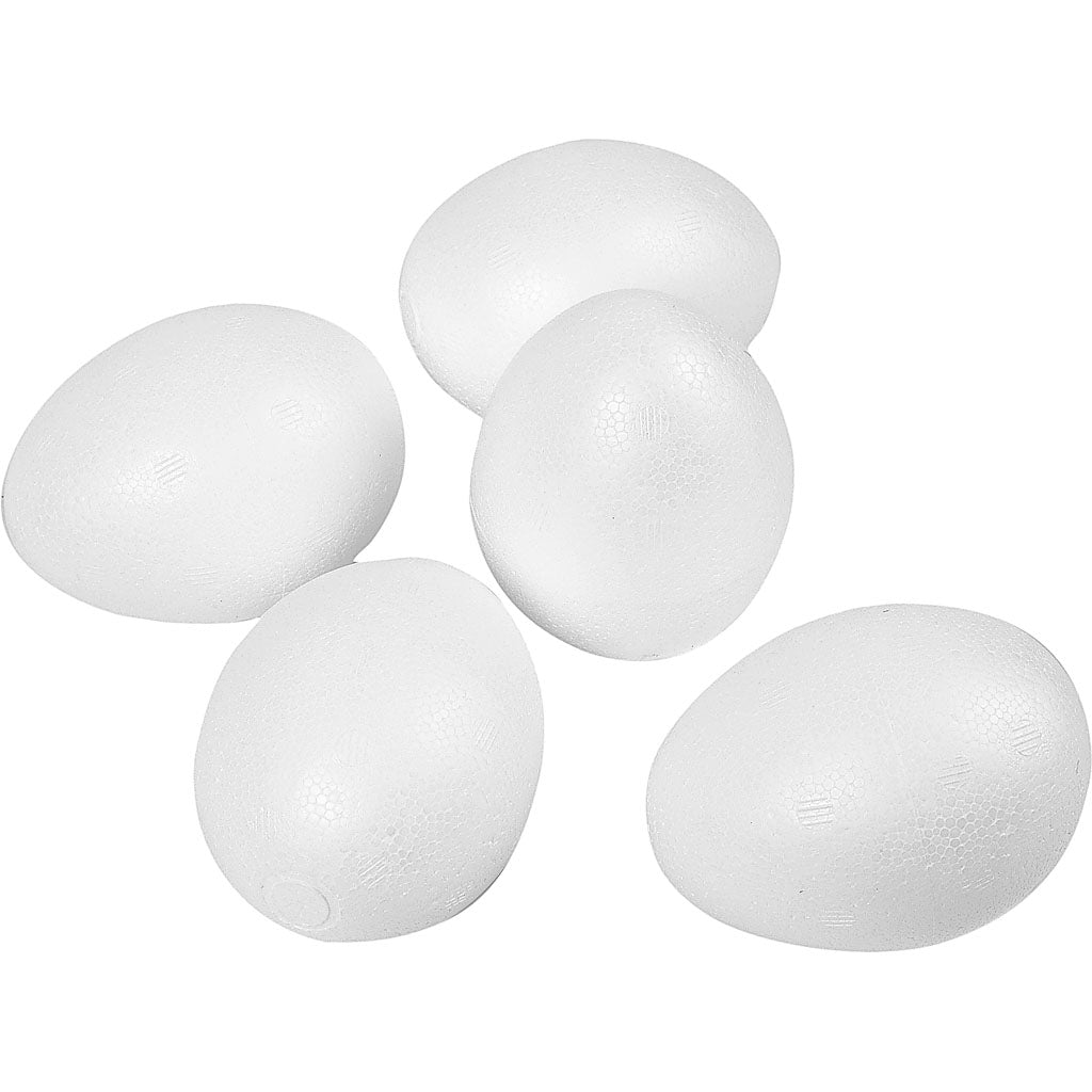 Polystyrene Eggs, H: 8 cm, white, 50 pc