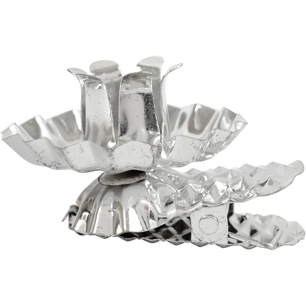 Clip on candle holder, dia. 40 mm, silver-plated, 8pc
