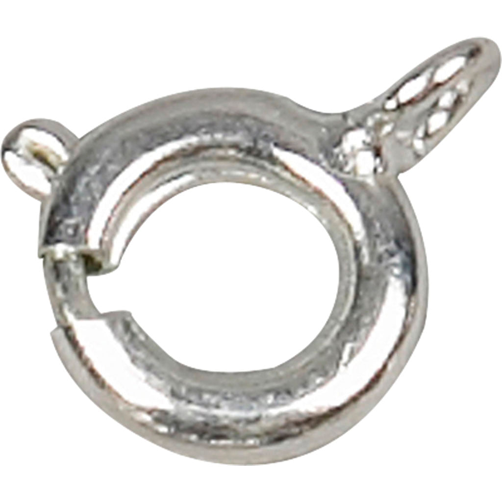 Spring Ring Clasps, dia. 7 mm, silver, 10 pc