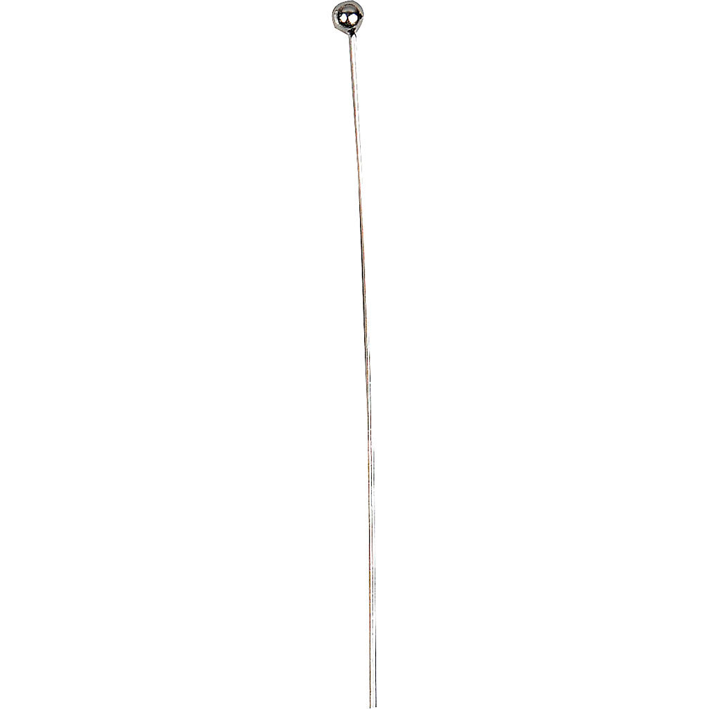 Ball Head Pins, L: 60 mm, silver-plated, 150 pc