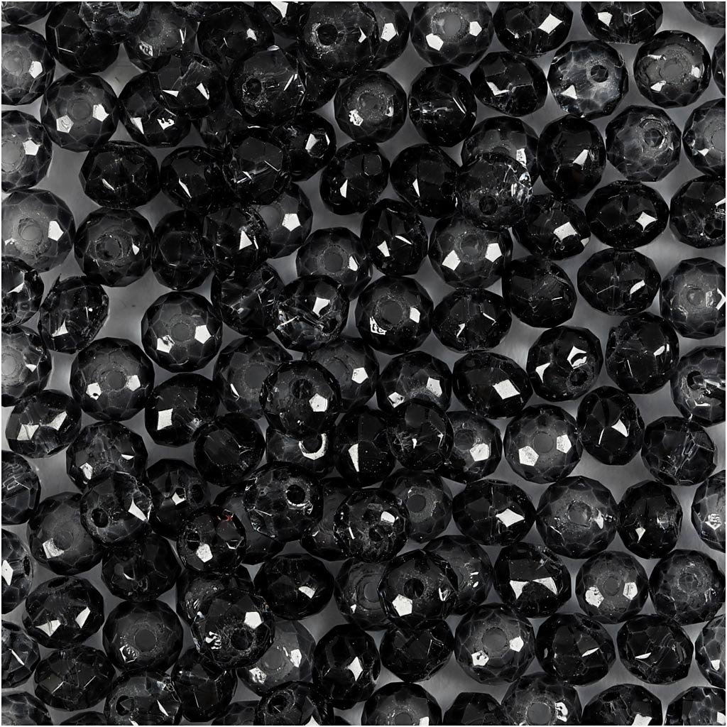 Faceted Beads, dia. 4 mm, hole size 1 mm, grey, 45 pc