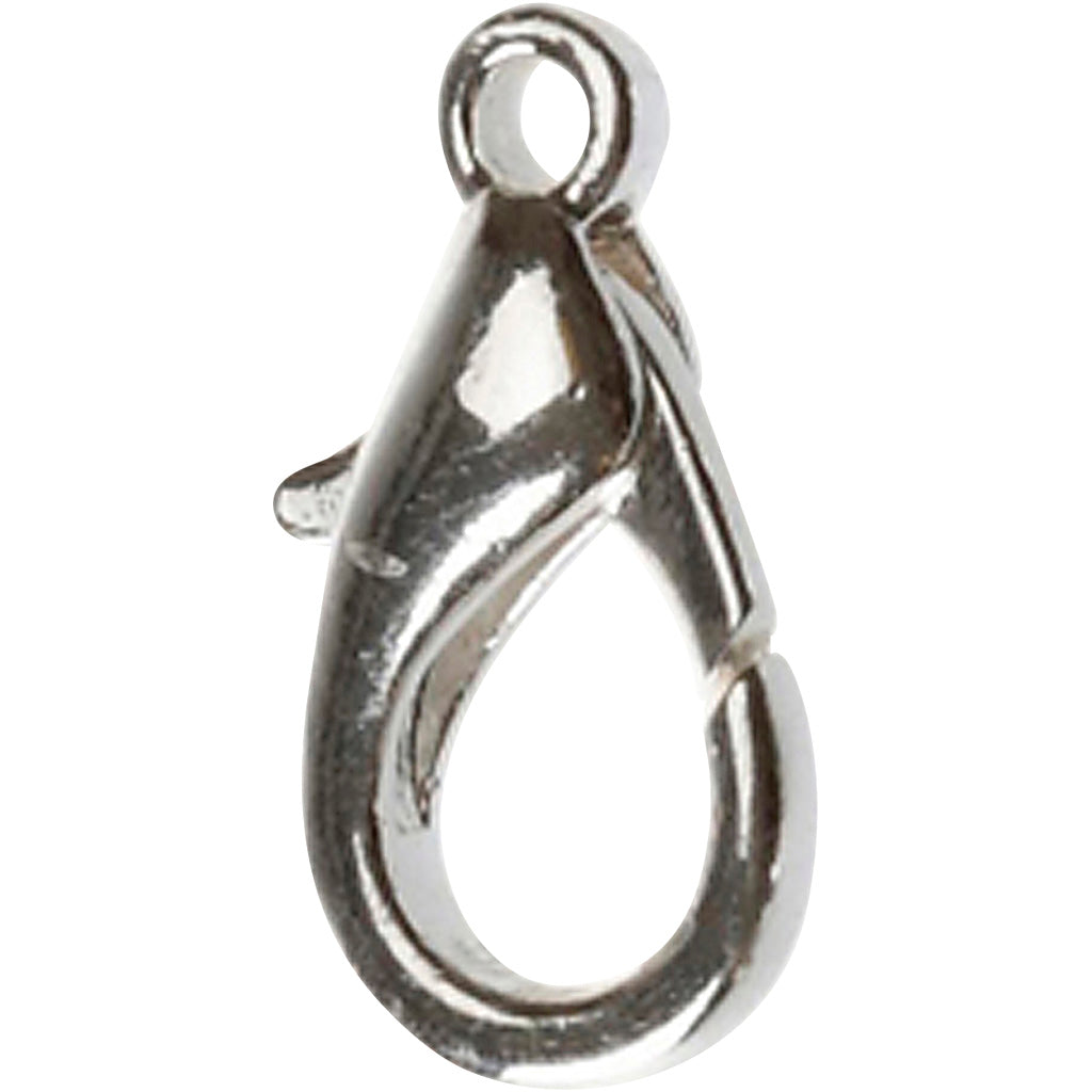 Carabiners, L: 18 mm, silver-plated, 4 pc