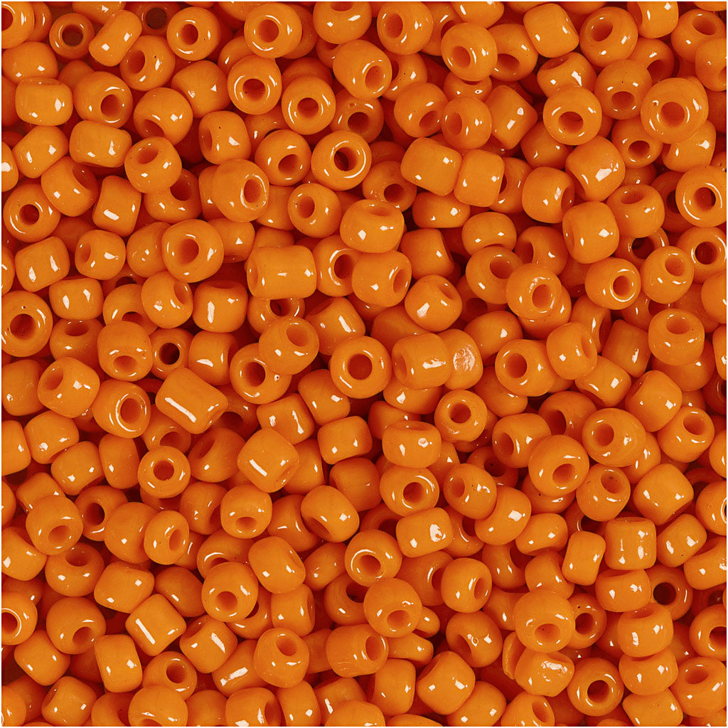 Rocaille Seed Beads, dia. 3 mm, size 8/0, hole size 0,6-1,0 mm, orange, 25 g