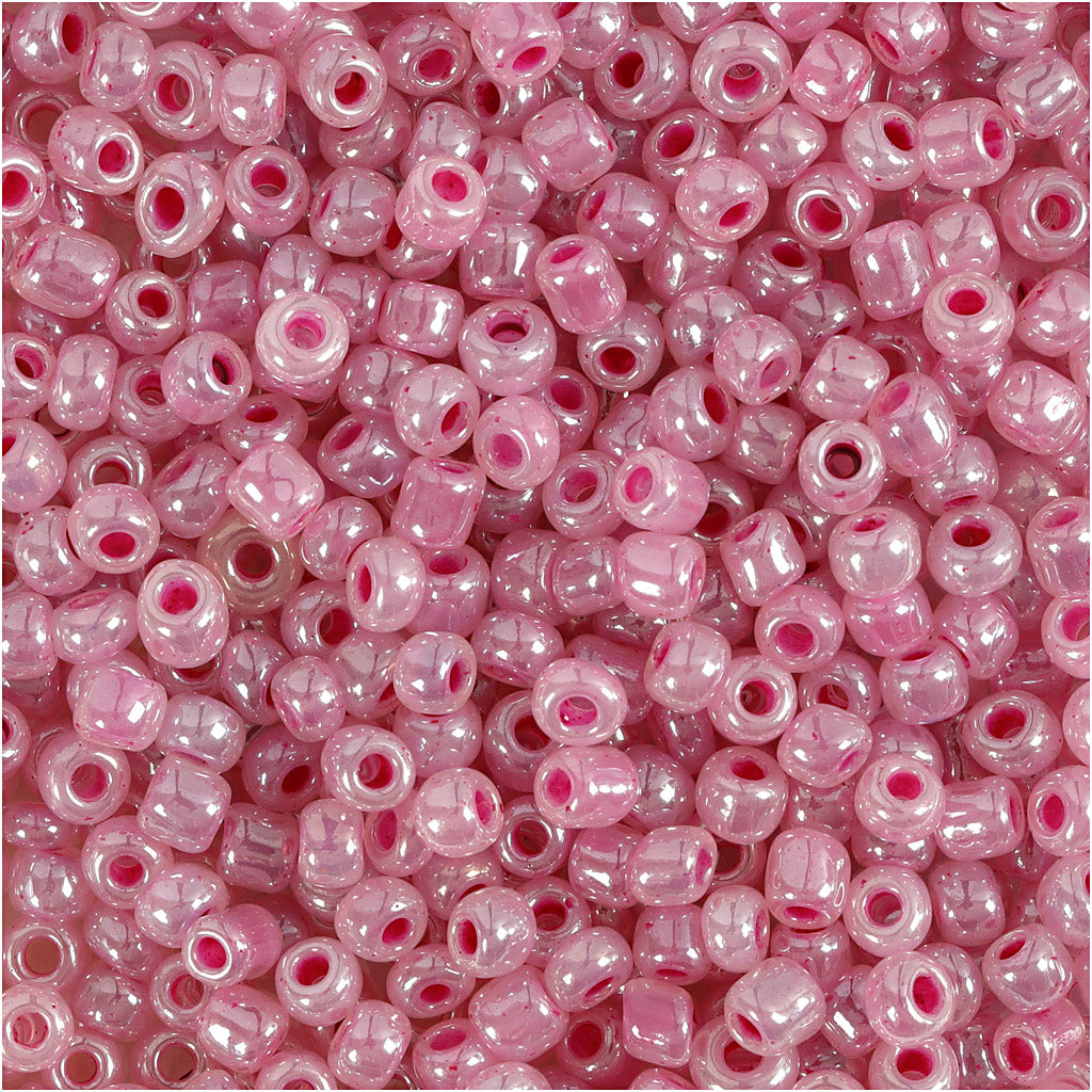 Rocaille Seed Beads, dia. 3 mm, size 8/0, hole size 0,6-1,0 mm, pink, 25 g