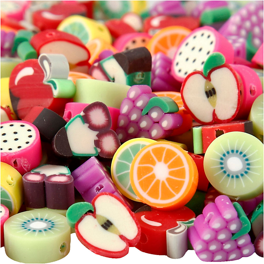 Figure Beads, Fruit, dia. 10 mm, hole size 1,5 mm, 200 asstd.