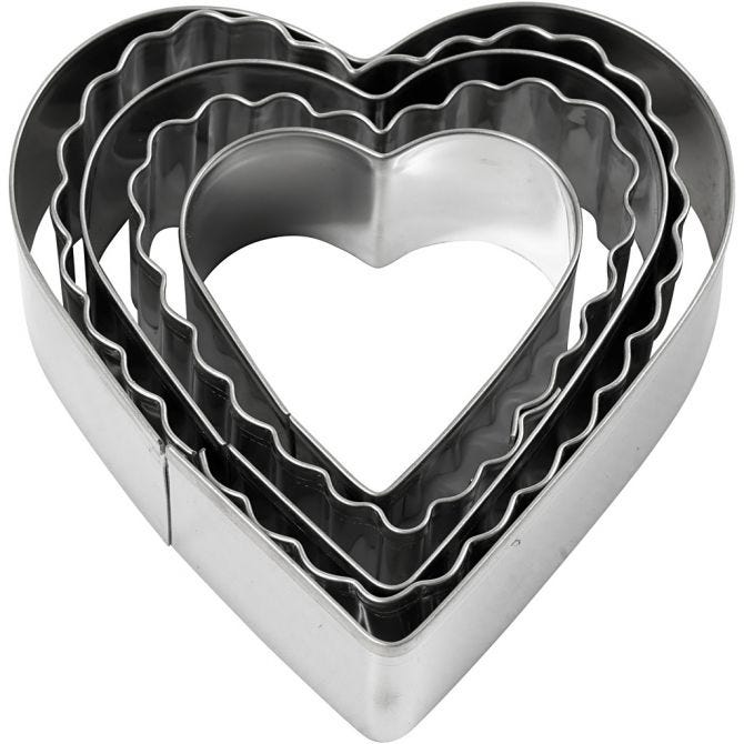 Cookie Cutters, heart, size 8 cm, 5 pc