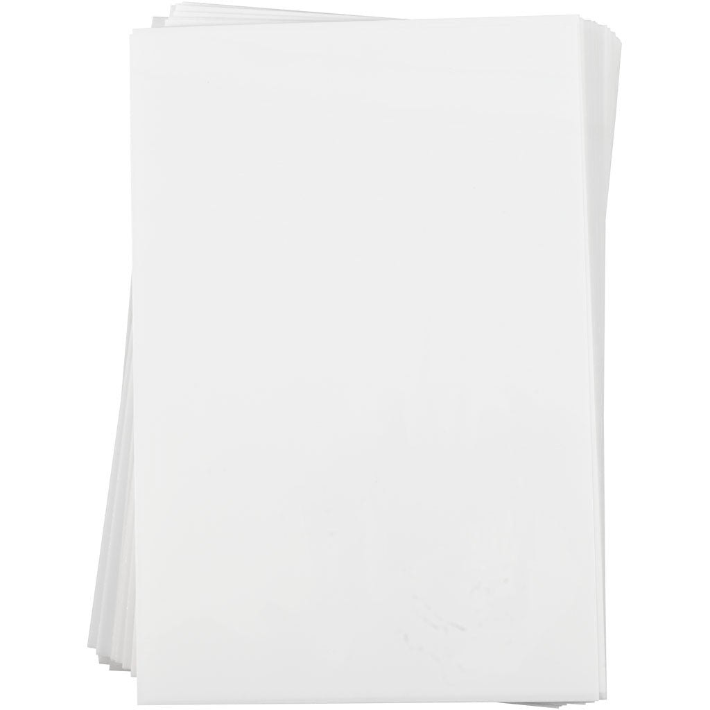 Shrink Plastic Sheets, sheet 20x30 cm, thickness 0,3 mm, matt white, 100 sheet
