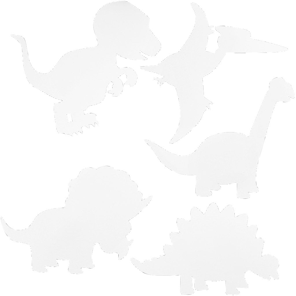 Dinosaur, H: 15-22 cm, W: 24-25 cm, 230 g, white, 16 pc