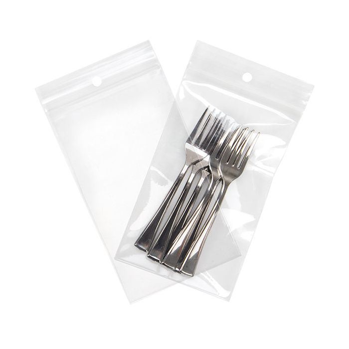Grip Seal Bags with Hang hole 7.5x12.5cm Crystal Clear PP 100 micron