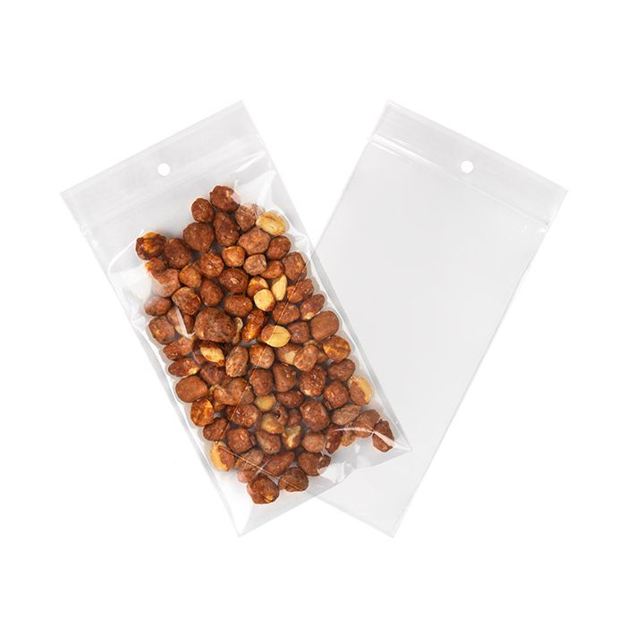 Grip Seal Bags with Hang hole 10x18cm Crystal Clear PP 100 micron