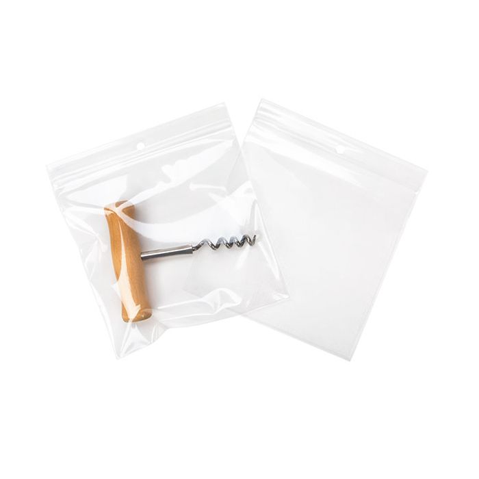 Grip Seal Bags with Hang hole 12.5x12.5cm Crystal Clear PP 100 micron