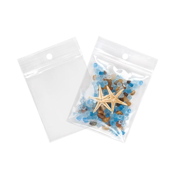 Grip Seal Bags with Hang hole 6.5x7.5cm Crystal Clear PP 100 micron