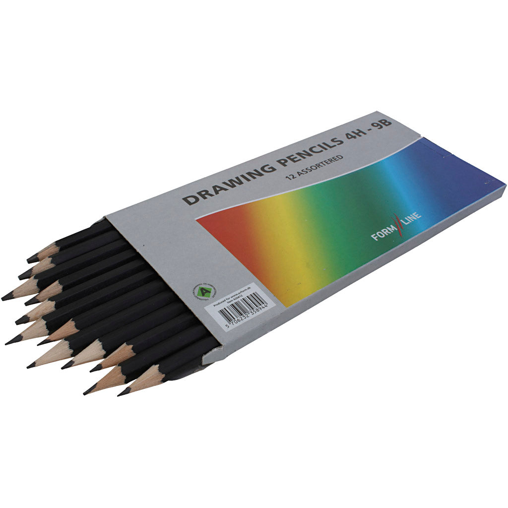 Drawing Pencil, B,2B,4B,5B,6B,8B,9B,HB,H,2H,3H,4H, 12 pc